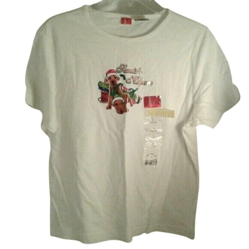 Santas Helpers Size Large T-Shirt Ladies Christmas Dogs Puppy NEW